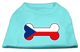 Bone Shaped Czech Republic Flag Screen Print Shirts Aqua XL (16)