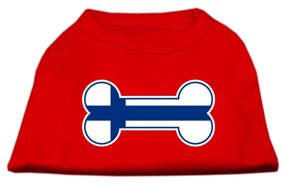 Bone Shaped Finland Flag Screen Print Shirts Red S (10)