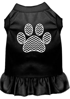 Chevron Paw Screen Print Dress Black Sm (10)
