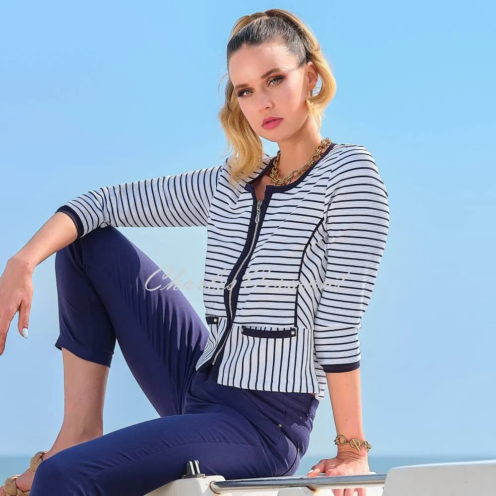 Dolcezza 'Ocean Breeze' Striped Collarless Jacket - Style 24106