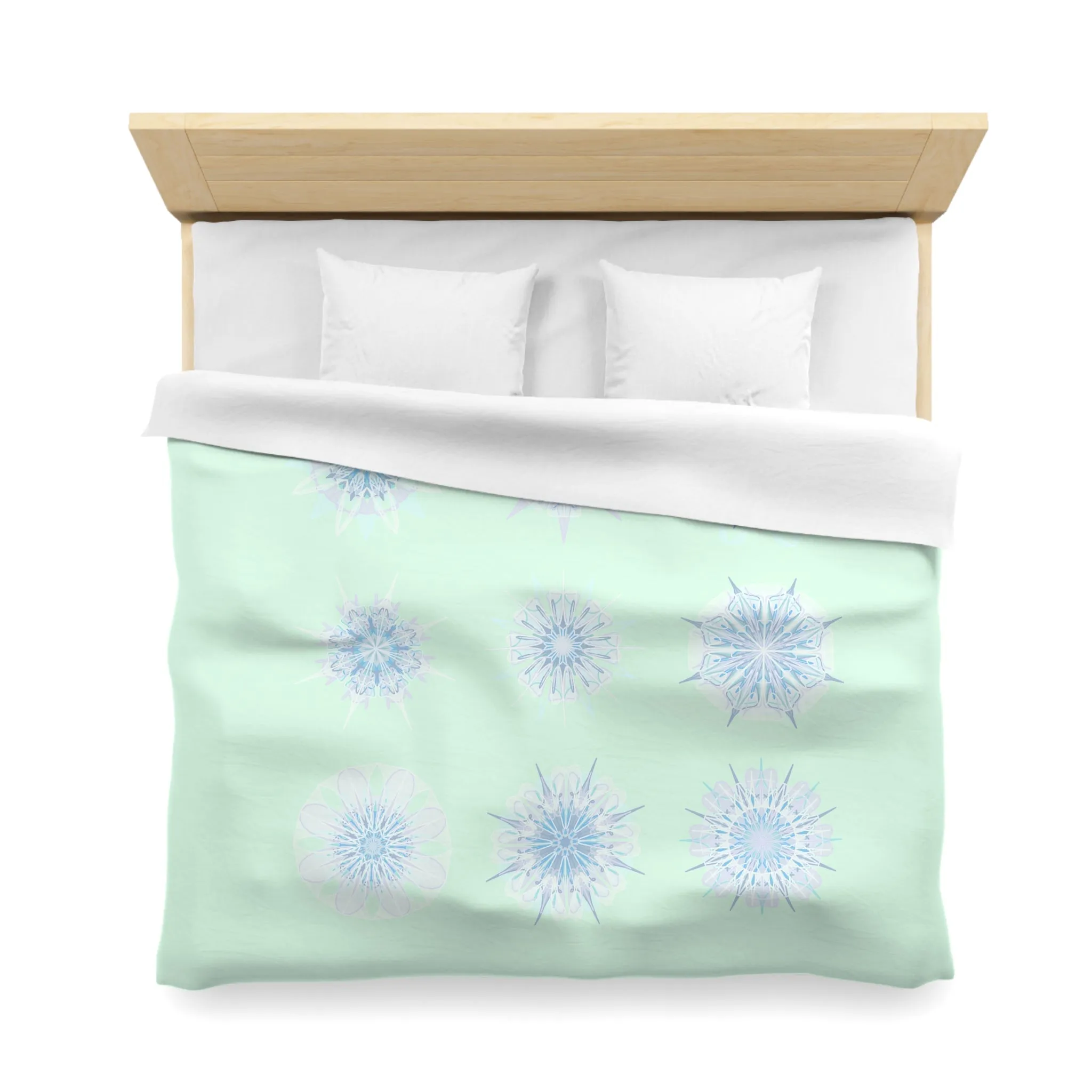 Handmade Mandala Design Microfiber Duvet Cover - Minty Fresh Background