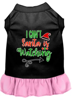 I Can't, Santa Is Watching Screen Print Dog Dress Black With Light Pink Xxxl
