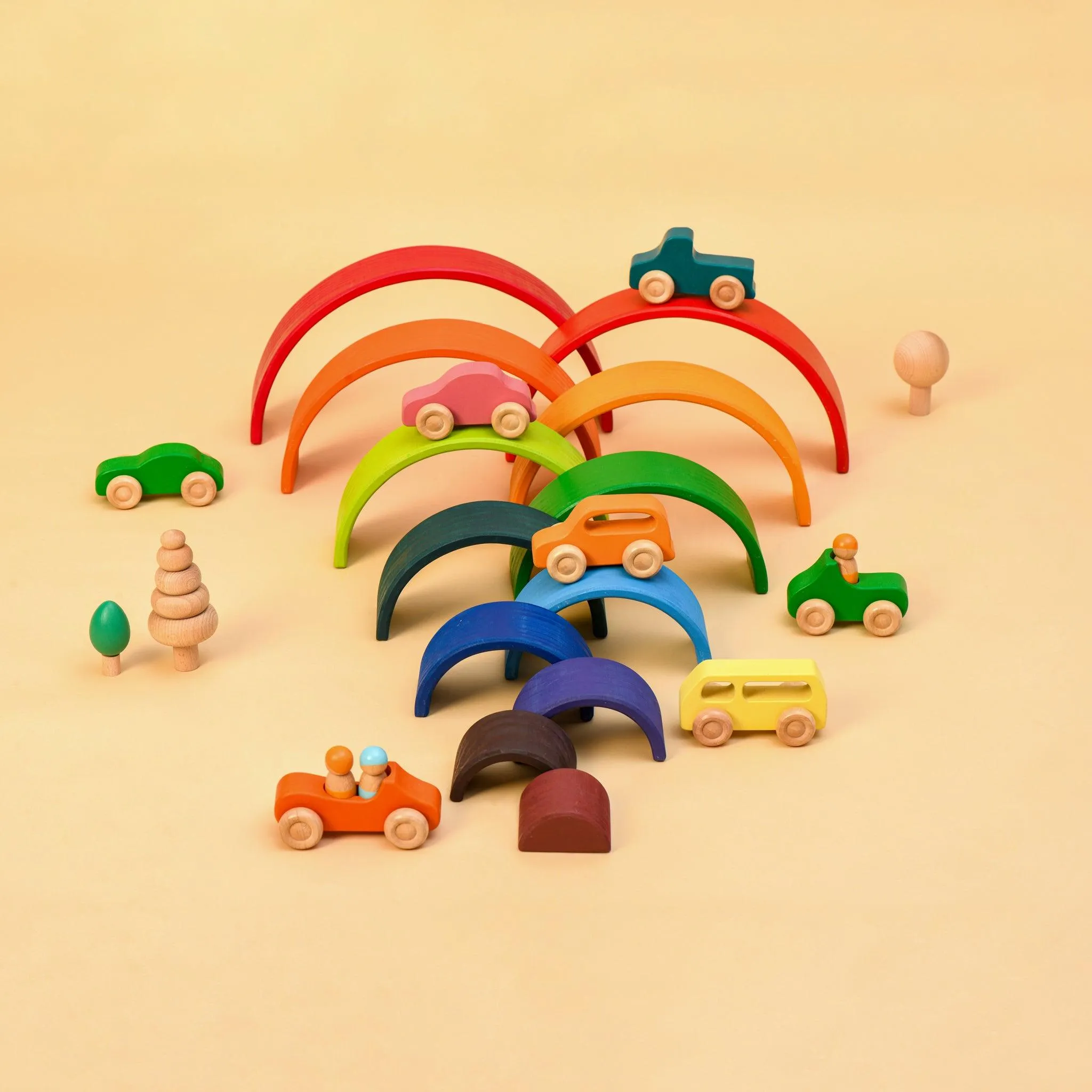 Rainbow Stacker & Cars Combo | Open-ended Toys