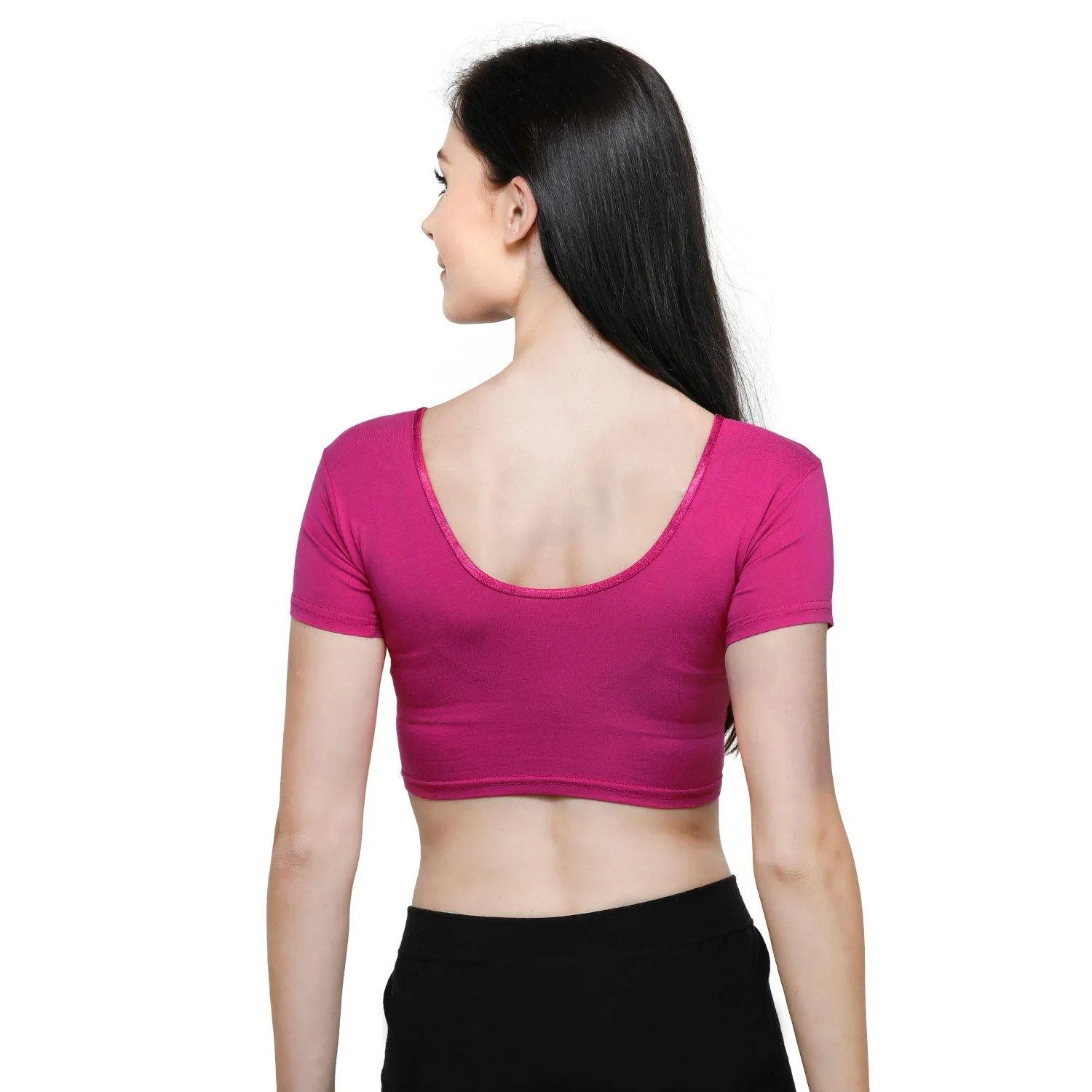 Vami Women's Cotton Stretchable Readymade Blouses - Fuchsia