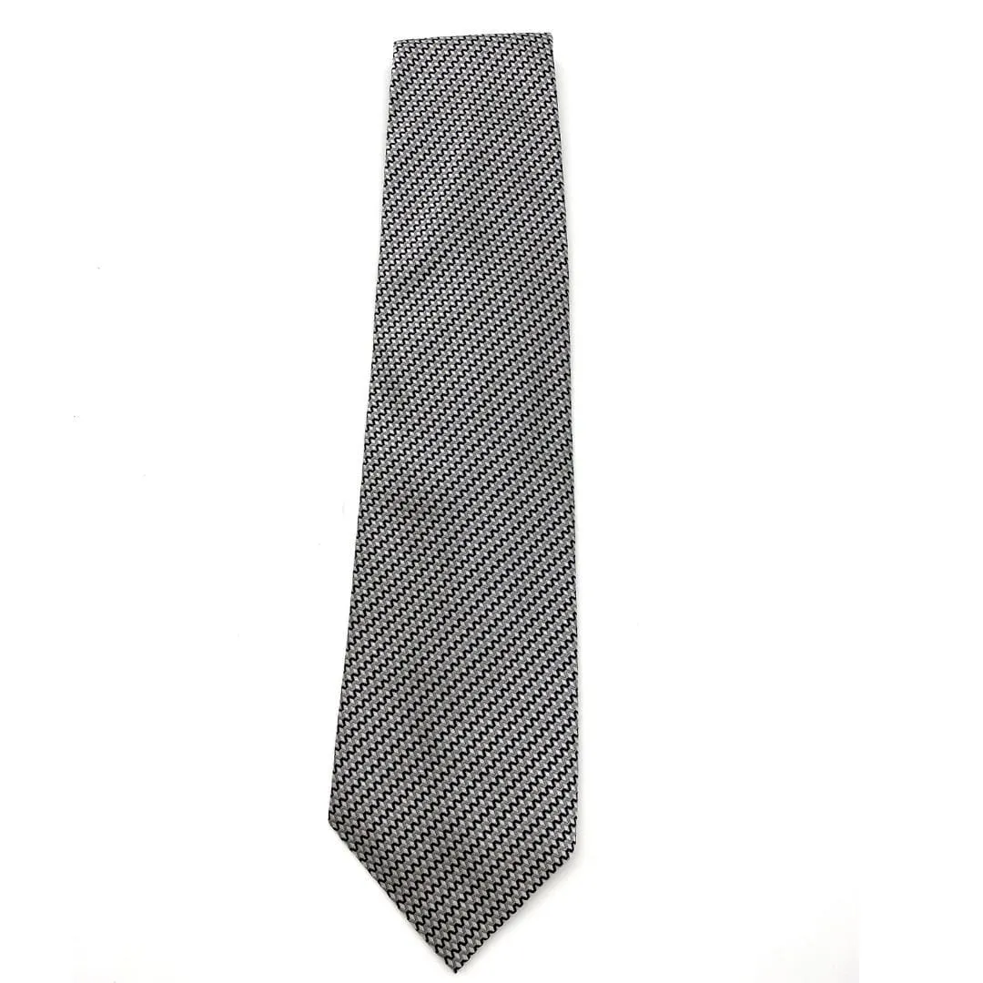 XMI PLATINUM TIE Silk Diagonal Zig-Zag Stripe Tie - Black & Grey